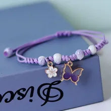 Fashion Handmade Purple Butterfly Charm Sweet Pendant Braided Bracelets & Jewelry
